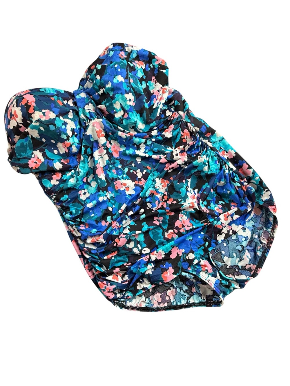 Lands’ End Floral One Piece Swimsuit Bathing Suit Dress 20W Blue Pink